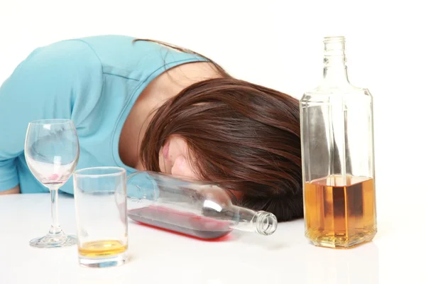 Vrouw teveel gedronken — Stockfoto