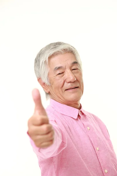 Senior japonés hombre con los pulgares hacia arriba gesto —  Fotos de Stock