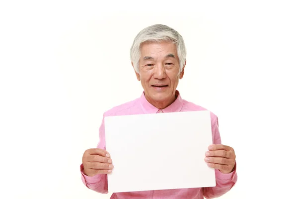 Senior Japanese man with message board — Stock Photo, Image