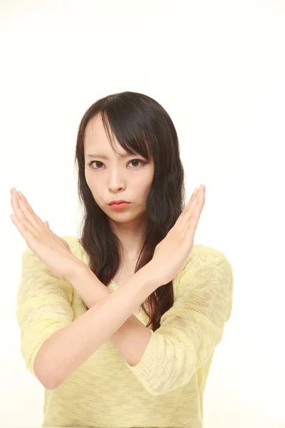 Japonais femme montrant aucun geste — Photo