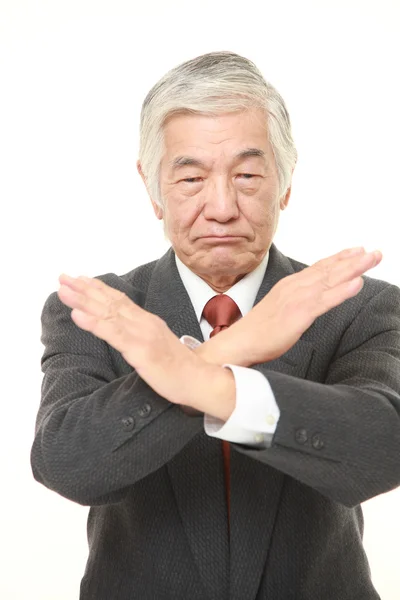 Senior japoński biznesmen, co nie gest — Zdjęcie stockowe