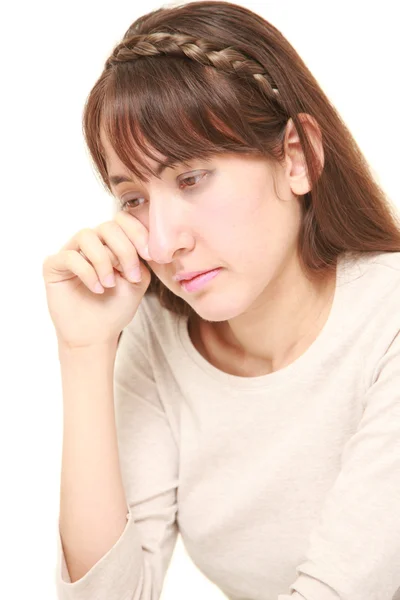 Young woman cries — Stock Photo, Image