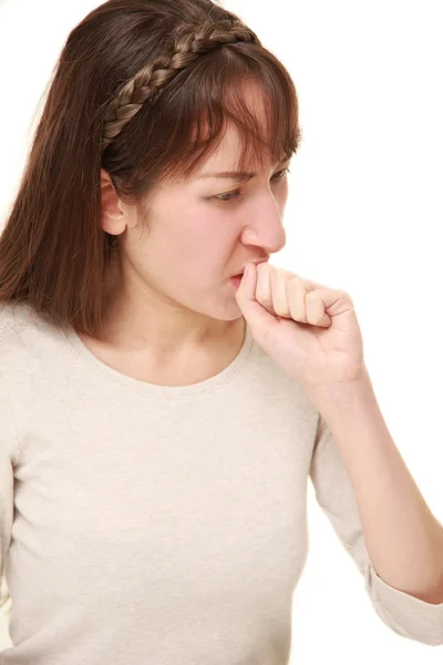 Young woman coughing — Stock Photo, Image