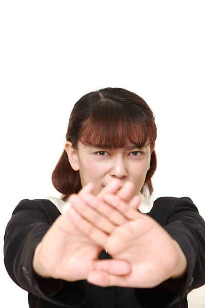 Asiática mujer de negocios haciendo stop gesture — Foto de Stock