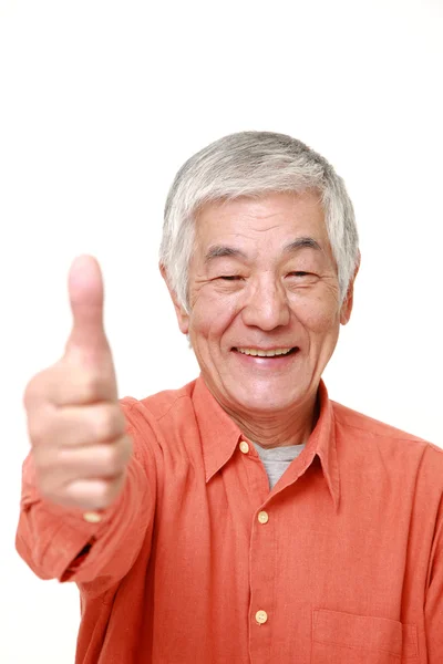 Senior Japanese man with thumbs up gesture — Stock Photo, Image