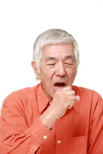 Starší japonský muž kašel — Stock fotografie