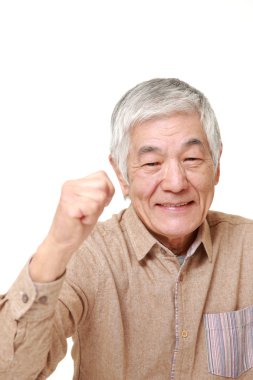 üst düzey Japon iş adamı zafer pozu