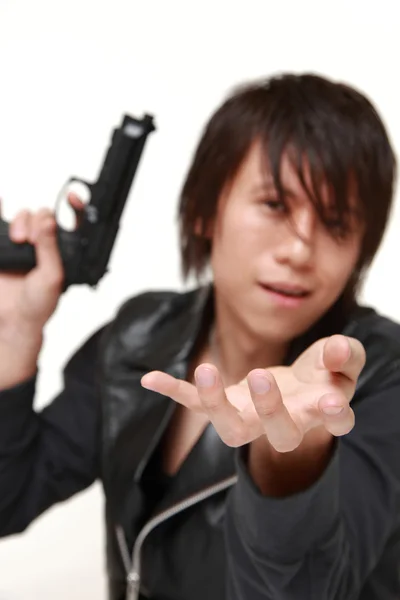 Robber with handgun — Stock Photo, Image