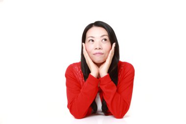 Japon kadın düşünüyor bir şey hakkında