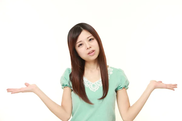 Japanese woman confused — Stock Photo, Image