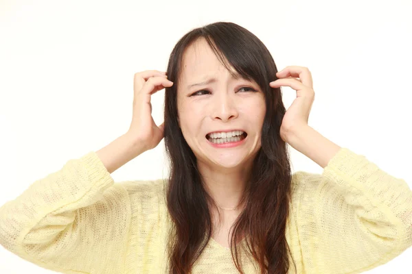 Jovem japonês mulher chocado — Fotografia de Stock