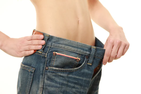 Woman in large pant after losing weight — Stock Photo, Image