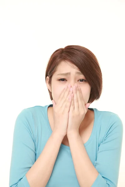 Jovem japonês mulher chocado — Fotografia de Stock