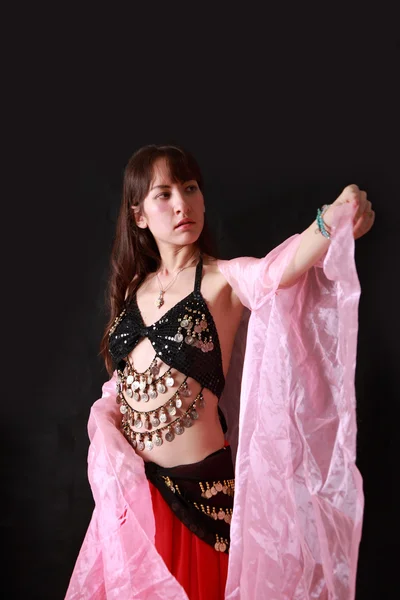 Belly dancer on black background — Stock Photo, Image