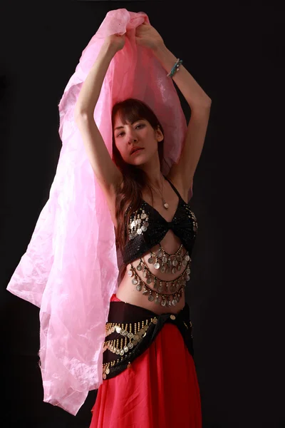 Belly dancer on black background — Stock Photo, Image