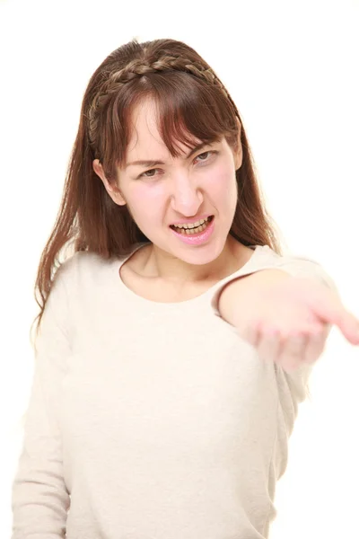 Mujer enojada pide algo —  Fotos de Stock