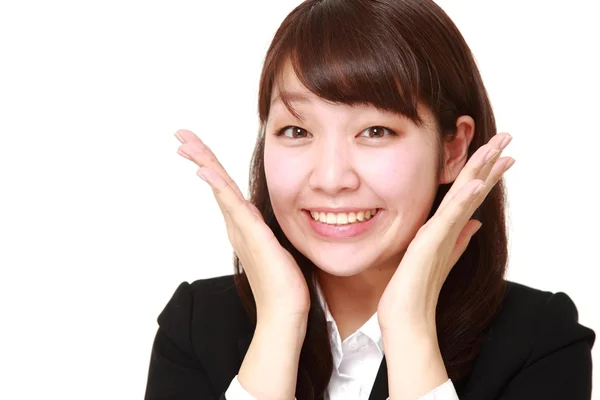 Jovem empresária japonesa satisfeito — Fotografia de Stock