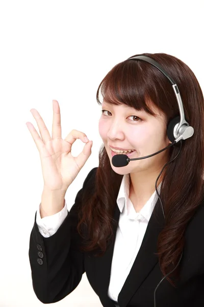 Young Japanese Business woman showing perfect sign — Stock Photo, Image