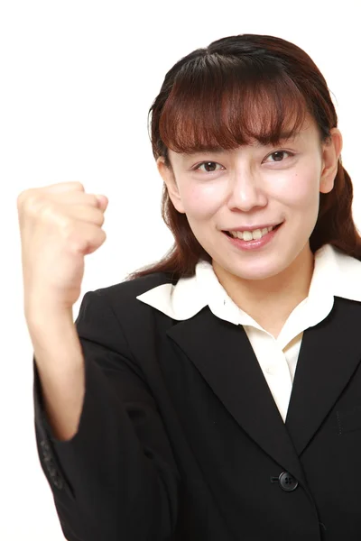 Asian businesswoman in a victory pose — Stock Photo, Image