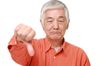 senior Japanese man with thumbs down gesture clipart