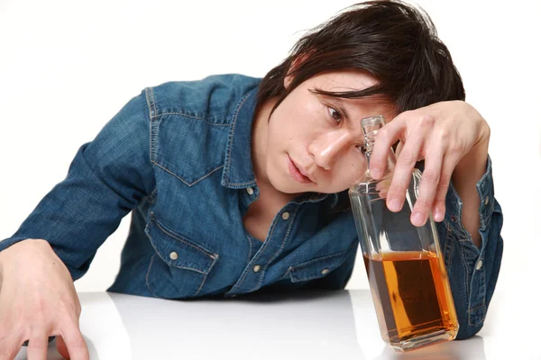 Young Japanese man drunk too much — Stock Photo, Image