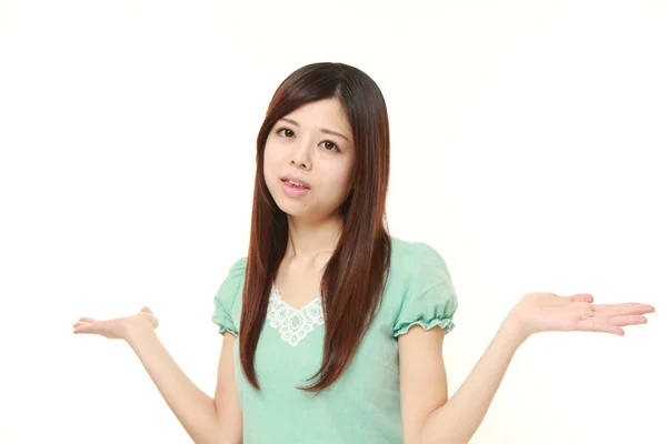 Japanese woman confused — Stock Photo, Image