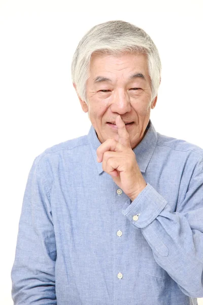 Senior giapponese uomo whith silenzio gesti — Foto Stock