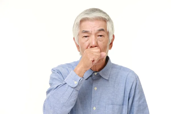 Senior japonés hombre tos —  Fotos de Stock