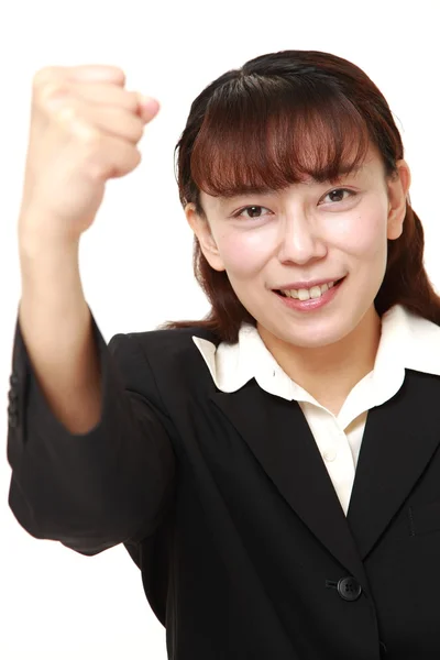 Asian businesswoman in a victory pose — Stock Photo, Image