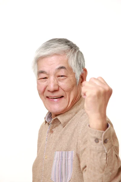 Senior Japanse man in een overwinning pose — Stockfoto