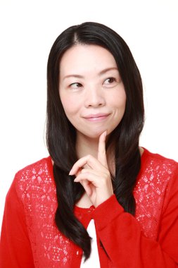 Japon kadın düşünüyor bir şey hakkında