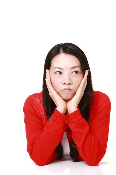 Japanese woman worries about something — Stock Photo, Image