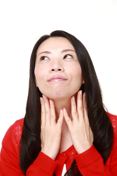 Japanese woman doing a self lymph node massage — Stock Photo, Image