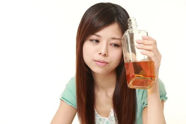 Japanese woman drunk too much — Stock Photo, Image