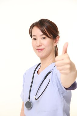 Japon kadın doktor jest Yaşasın gösterilen