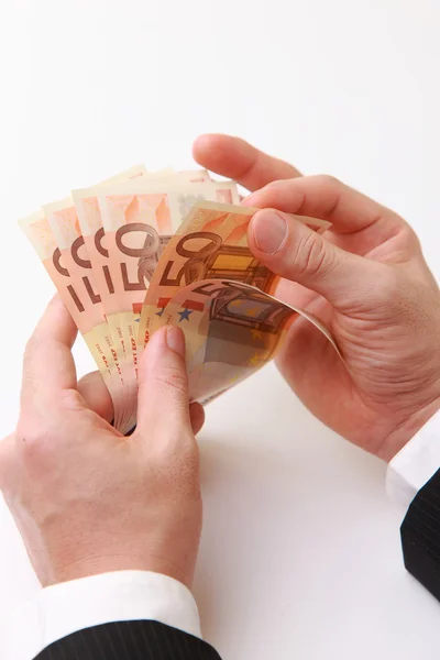 Counting 50euro bills — Stock Photo, Image