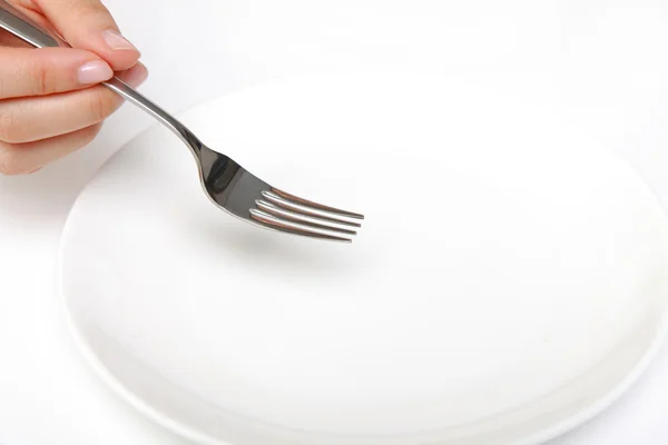 Garfo com prato vazio — Fotografia de Stock