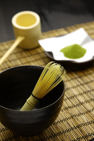 Set de té tradicional japonés con té verde en polvo　 —  Fotos de Stock
