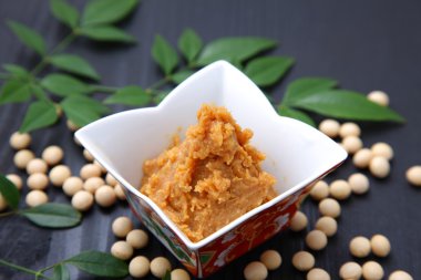 Soybean paste MISO and soybeans clipart