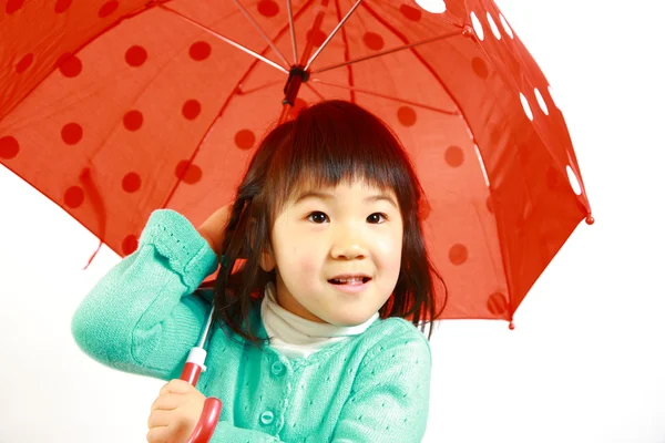 Little Japanese girl with an umbrella　 — Stock Photo, Image