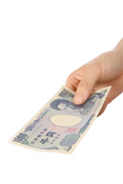 Bir Japon 1000 yeni fatura ödeme — Stok fotoğraf