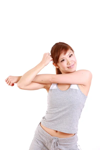 Japonais femme faire étirement — Photo