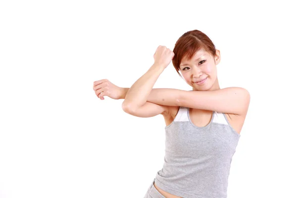 Japonais femme faire étirement — Photo