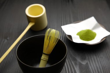 Toz yeşil çay ile Japon geleneksel çay seti　