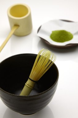 Toz yeşil çay ile Japon geleneksel çay seti　