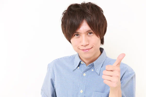 Japanese man with thumbs up gesture — Stock Photo, Image