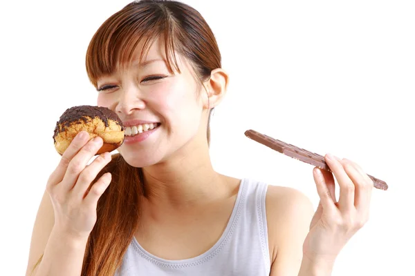 Gluttonous woman — Stock Photo, Image