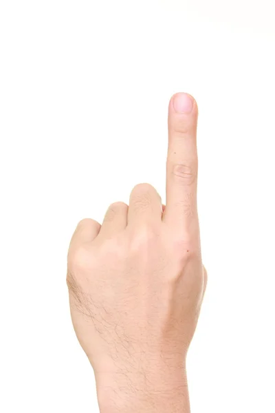 İşaret eden bir parmağa atış kapatmak — Stok fotoğraf