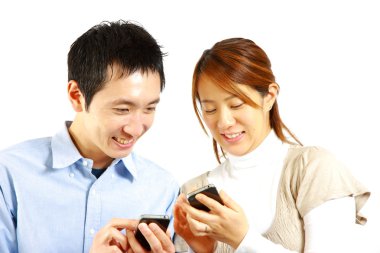 Japon çift ile akıllı telefon