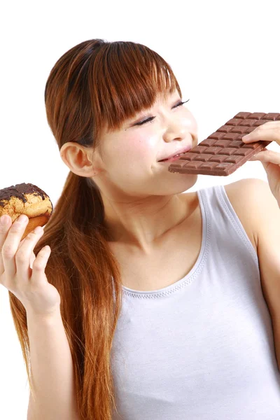 Gluttonous woman — Stock Photo, Image
